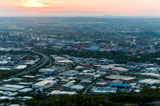 Industrial estate and company settlement Harbour at sunset in Schweinfurt in the state Bavaria, Germany