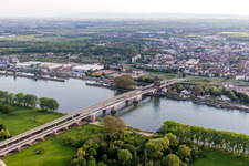 River - bridge construction Nibelungenbridge for the B47 crossing the Rhine in Worms in the state Rhineland-Palatinate, Germany