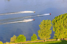 Three water scooters on the Rhine in the district Mörsch in Frankenthal in the state Rhineland-Palatinate, Germany