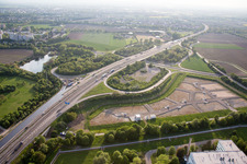 Aerial view of Exit A6 North in the district Mörsch in Frankenthal in the state Rhineland-Palatinate, Germany