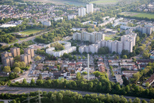 Aerial view of District Pfingstweide in Ludwigshafen am Rhein in the state Rhineland-Palatinate, Germany
