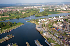 Drone recording of District BASF in Ludwigshafen am Rhein in the state Rhineland-Palatinate, Germany