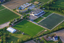 Pestalozzi School and sports field of TV Lampertheim eV in Lampertheim in the state Hesse, Germany