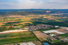 Aerial view of District Hüttenfeld in Lampertheim in the state Hesse, Germany