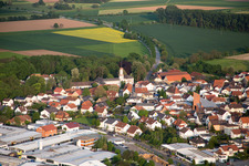 District Hüttenfeld in Lampertheim in the state Hesse, Germany from above