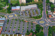Parking lot of OBI Markt Bensheim and REWE in Bensheim in the state Hesse, Germany