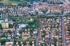 Oval roof of the Basinus Bath of GGEW AG in Bensheim in the state Hesse, Germany