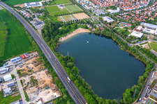 Aerial view of Swimming lake Bensheim of GGEW AG in Bensheim in the state Hesse, Germany