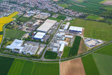 Werner-von-Siemens-Straße industrial area with Continental, Kühne + Nagel (AG & Co.) KG, Franz Jäger GmbH and Gettrans GmbH in Groß-Rohrheim in the state Hesse, Germany