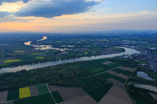 Hammer Rhine bend in the evening from the south in Hamm am Rhein in the state Rhineland-Palatinate, Germany