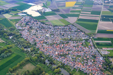 Aerial view of View of the town from the northeast in Hamm am Rhein in the state Rhineland-Palatinate, Germany