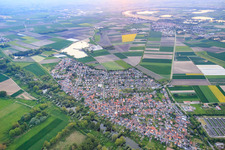 Aerial photograpy of View of the town from the northeast in Hamm am Rhein in the state Rhineland-Palatinate, Germany