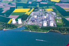 Aerial photograpy of Nuclear power plant in the district Wattenheim in Biblis in the state Hesse, Germany