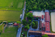 Aerial view of Jägerhof Event Center in Biblis in the state Hesse, Germany
