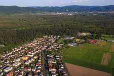 Aerial view of Seeheimer Street in Pfungstadt in the state Hesse, Germany