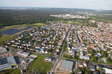 Oblique view of City view of the city area of in Pfungstadt in the state Hesse, Germany