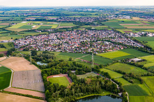Aerial view of District Wolfskehlen in Riedstadt in the state Hesse, Germany
