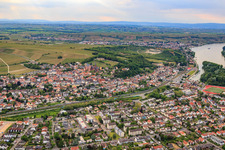 Railway line to the port in Oppenheim in the state Rhineland-Palatinate, Germany