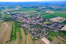 Aerial view of Village view from the northeast in Dexheim in the state Rhineland-Palatinate, Germany