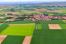 View of the town from the south in Undenheim in the state Rhineland-Palatinate, Germany