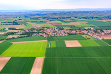 Aerial view of View of the town from the south in Undenheim in the state Rhineland-Palatinate, Germany