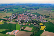 Aerial view of View of the town from the northeast in Bechtolsheim in the state Rhineland-Palatinate, Germany