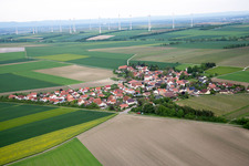Village - view on the edge of agricultural fields and farmland in Frettenheim in the state Rhineland-Palatinate, Germany