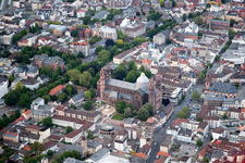 Aerial photograpy of Cathedral in Worms in the state Rhineland-Palatinate, Germany