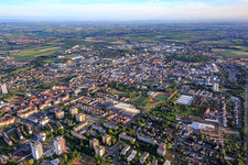City overview from the south with Bender GmbH (a Berry Global company) in Frankenthal in the state Rhineland-Palatinate, Germany
