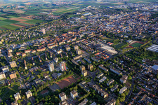Residential areas on both sides of Mahlastr in Frankenthal in the state Rhineland-Palatinate, Germany