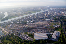 District BASF in Ludwigshafen am Rhein in the state Rhineland-Palatinate, Germany from a drone