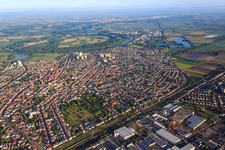 City center from the southeast in Lampertheim in the state Hesse, Germany