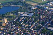 Geschwister-Scholl-School and elementary school in the Kappesgärten at the bathing lake in Bensheim in the state Hesse, Germany