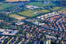 Aerial view of Europa Avenue in Bensheim in the state Hesse, Germany