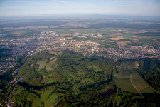 Aerial photograpy of From the east in the district Auerbach in Bensheim in the state Hesse, Germany