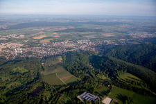 From the east in the district Auerbach in Bensheim in the state Hesse, Germany from above