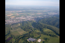 From the east in the district Auerbach in Bensheim in the state Hesse, Germany seen from above