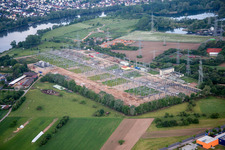 Site of the substation for voltage conversion and electrical power supply Kraftwerk Staudinger in the district Klein-Krotzenburg in Grosskrotzenburg in the state Hesse, Germany