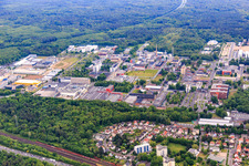 Aerial view of Industrial Park Wolfgang with Evonik Industries AG and ALD Vacuum Technologies GmbH in the district Wolfgang in Hanau in the state Hesse, Germany