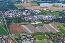 Industrial area Sandwiese and Am Weilerweg on both sides of the railway line in the district Sandwiese in Alsbach-Hähnlein in the state Hesse, Germany