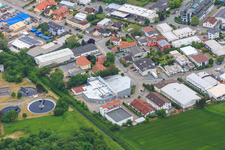 Lilienthalstraße industrial area with Senfkornschule, Weschnitztalschule and DEIF GmbH in Bensheim in the state Hesse, Germany