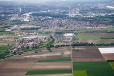 Aerial view of Scharhof, IKEA in the district Sandhofen in Mannheim in the state Baden-Wuerttemberg, Germany