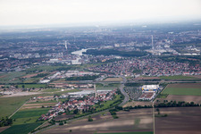 Oblique view of Scharhof, IKEA in the district Sandhofen in Mannheim in the state Baden-Wuerttemberg, Germany