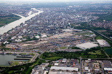 District BASF in Ludwigshafen am Rhein in the state Rhineland-Palatinate, Germany out of the air