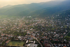 Aerial view of Bahnhofstr in the district Alsbach in Alsbach-Hähnlein in the state Hesse, Germany