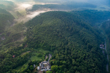 District Jugenheim an der Bergstrasse in Seeheim-Jugenheim in the state Hesse, Germany seen from a drone