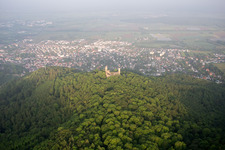 Castle Auerbach in the district Auerbach in Bensheim in the state Hesse, Germany from above