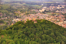 Town below the Starkenburg castle ruins in Heppenheim in the state Hesse, Germany