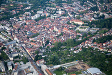 Drone recording of District Durlach in Karlsruhe in the state Baden-Wuerttemberg, Germany