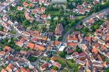 Church building in of catholic parish Old Town- center of downtown in Bruchsal in the state Baden-Wurttemberg, Germany